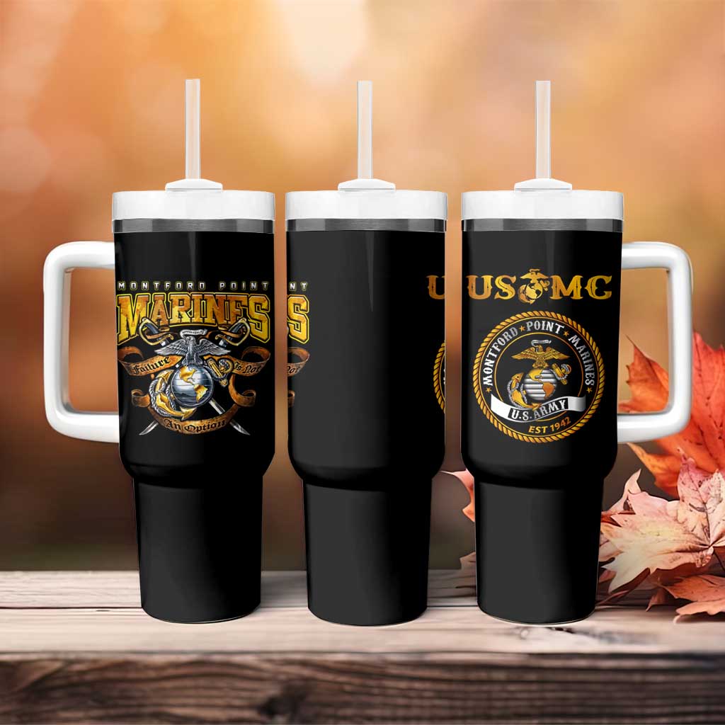 Montford Point Marines Tumbler With Handle Afro Black History Tribute - African Pride
