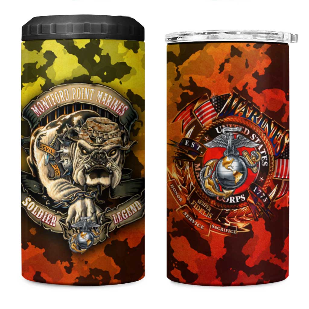 Montford Point Marines 4 in 1 Can Cooler Tumbler Afro Devil Dog Soldier Legend - African Pride