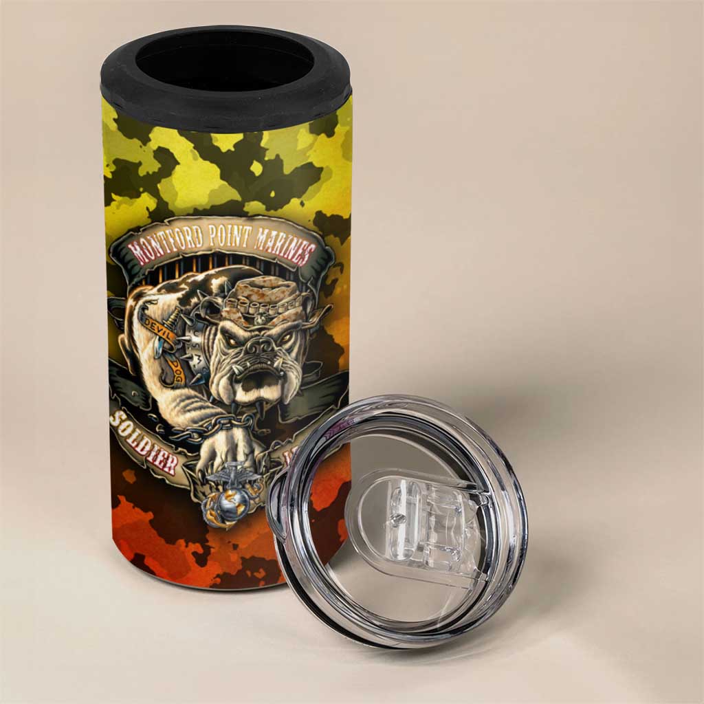 Montford Point Marines 4 in 1 Can Cooler Tumbler Afro Devil Dog Soldier Legend - African Pride