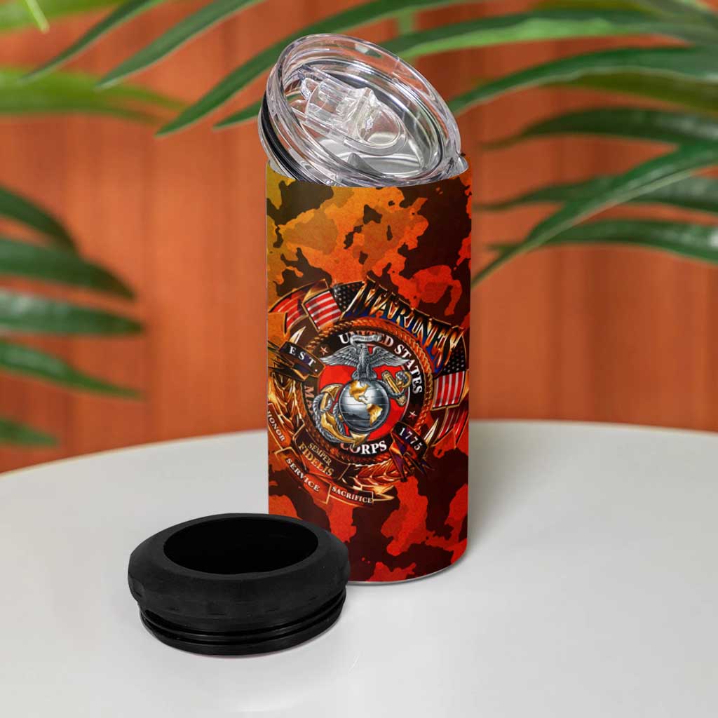 Montford Point Marines 4 in 1 Can Cooler Tumbler Afro Devil Dog Soldier Legend - African Pride