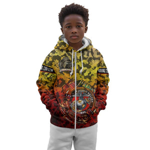 Montford Point Marines Kid Hoodie Afro Devil Dog Soldier Legend - African Pride
