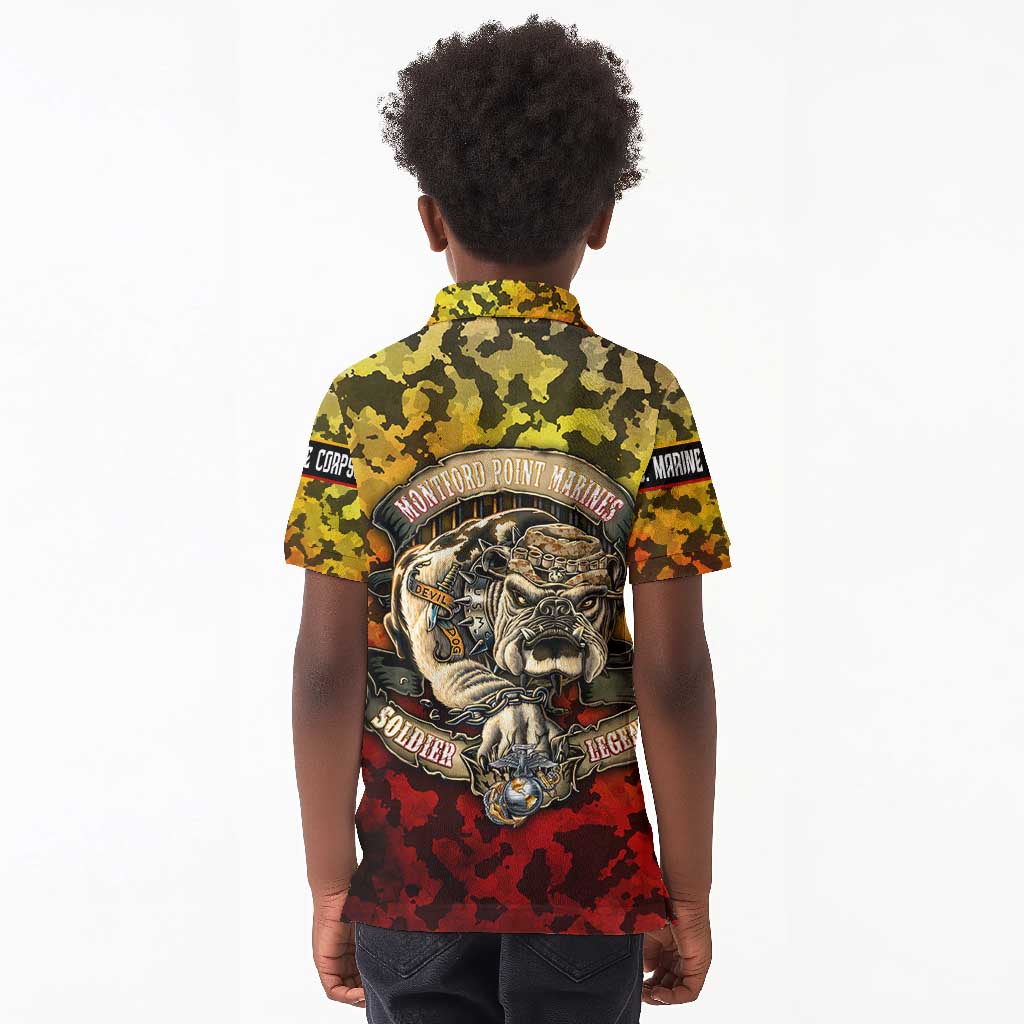 Montford Point Marines Kid Polo Shirt Afro Devil Dog Soldier Legend - African Pride