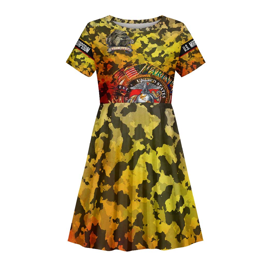 Montford Point Marines Kid Short Sleeve Dress Afro Devil Dog Soldier Legend - African Pride