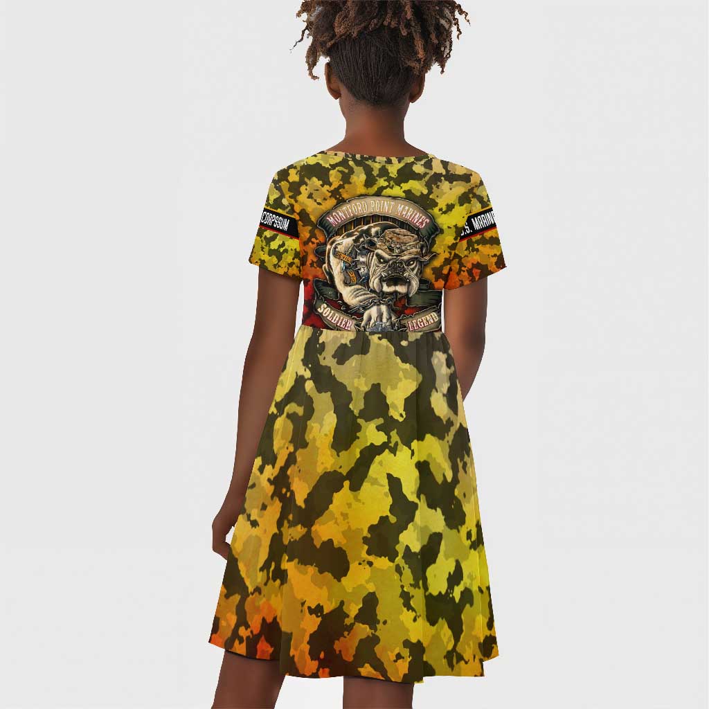 Montford Point Marines Kid Short Sleeve Dress Afro Devil Dog Soldier Legend - African Pride