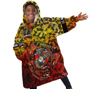 Montford Point Marines Kid Wearable Blanket Hoodie Afro Devil Dog Soldier Legend - African Pride