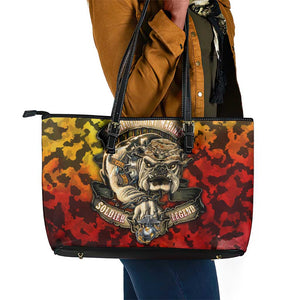 Montford Point Marines Leather Tote Bag Afro Devil Dog Soldier Legend - African Pride