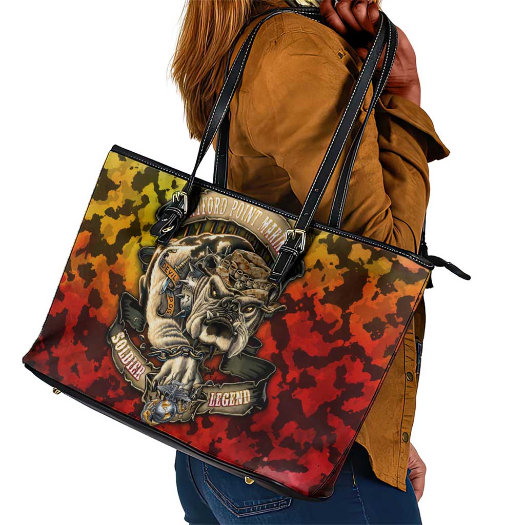 Montford Point Marines Leather Tote Bag Afro Devil Dog Soldier Legend - African Pride