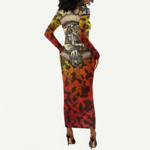 Montford Point Marines Long Sleeve Bodycon Dress Afro Devil Dog Soldier Legend - African Pride