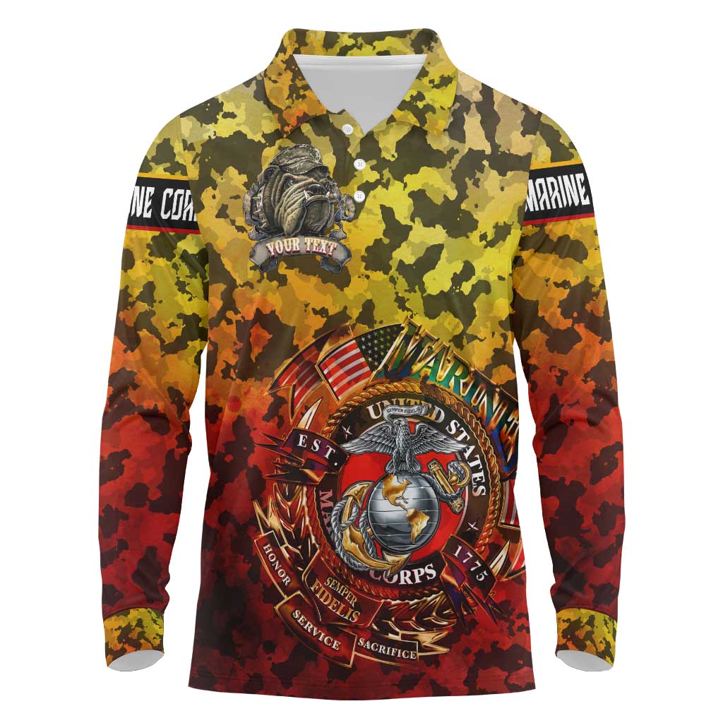 Montford Point Marines Long Sleeve Polo Shirt Afro Devil Dog Soldier Legend - African Pride