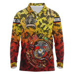 Montford Point Marines Long Sleeve Polo Shirt Afro Devil Dog Soldier Legend - African Pride