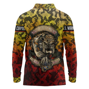 Montford Point Marines Long Sleeve Polo Shirt Afro Devil Dog Soldier Legend - African Pride