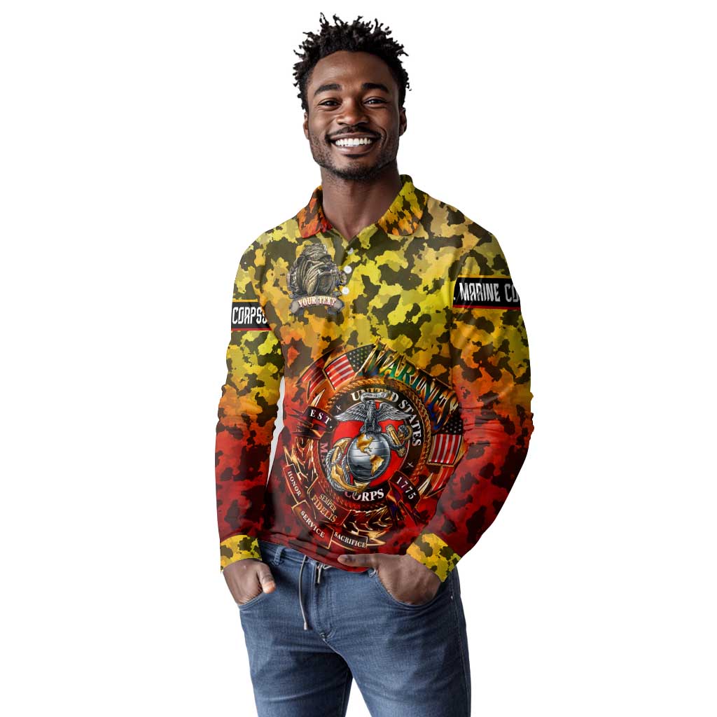 Montford Point Marines Long Sleeve Polo Shirt Afro Devil Dog Soldier Legend - African Pride