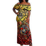 Montford Point Marines Off Shoulder Maxi Dress Afro Devil Dog Soldier Legend - African Pride