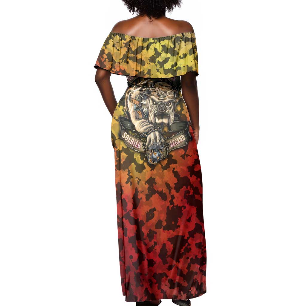 Montford Point Marines Off Shoulder Maxi Dress Afro Devil Dog Soldier Legend - African Pride