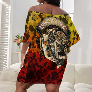 Montford Point Marines Off Shoulder Short Dress Afro Devil Dog Soldier Legend - African Pride