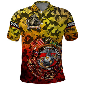 Montford Point Marines Polo Shirt Afro Devil Dog Soldier Legend - African Pride