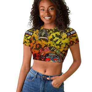 Montford Point Marines Raglan Cropped T shirt Afro Devil Dog Soldier Legend - African Pride