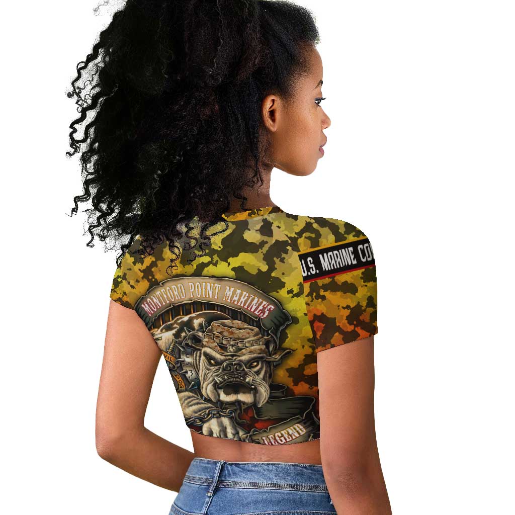 Montford Point Marines Raglan Cropped T shirt Afro Devil Dog Soldier Legend - African Pride