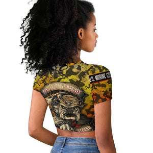 Montford Point Marines Raglan Cropped T shirt Afro Devil Dog Soldier Legend - African Pride