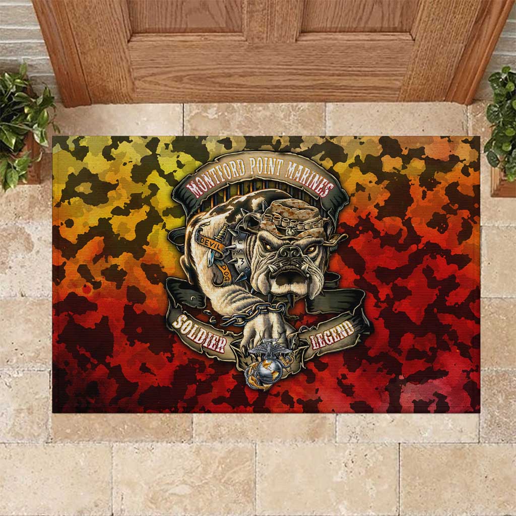 Montford Point Marines Rubber Doormat Afro Devil Dog Soldier Legend - African Pride