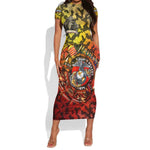 Montford Point Marines Short Sleeve Bodycon Dress Afro Devil Dog Soldier Legend - African Pride