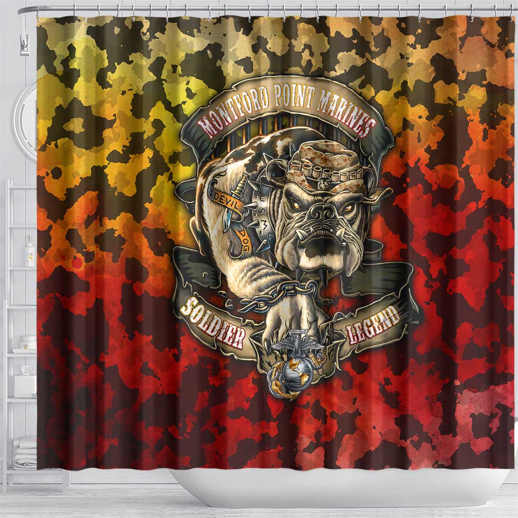 Montford Point Marines Shower Curtain Afro Devil Dog Soldier Legend - African Pride
