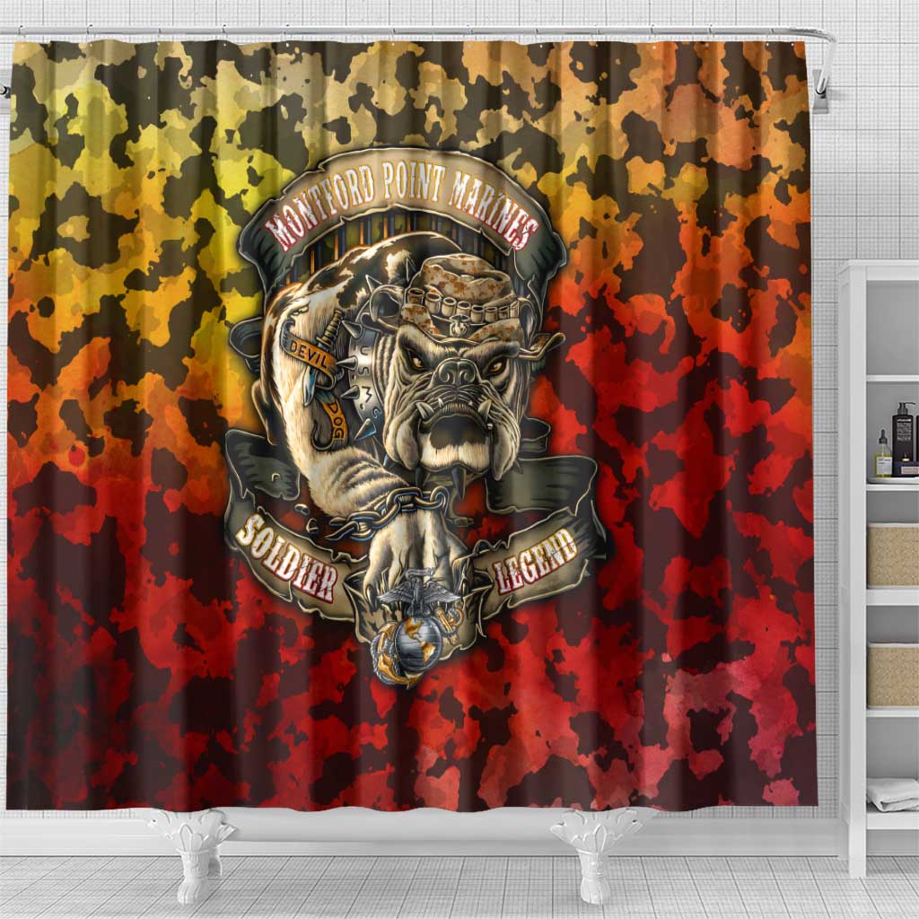 Montford Point Marines Shower Curtain Afro Devil Dog Soldier Legend - African Pride