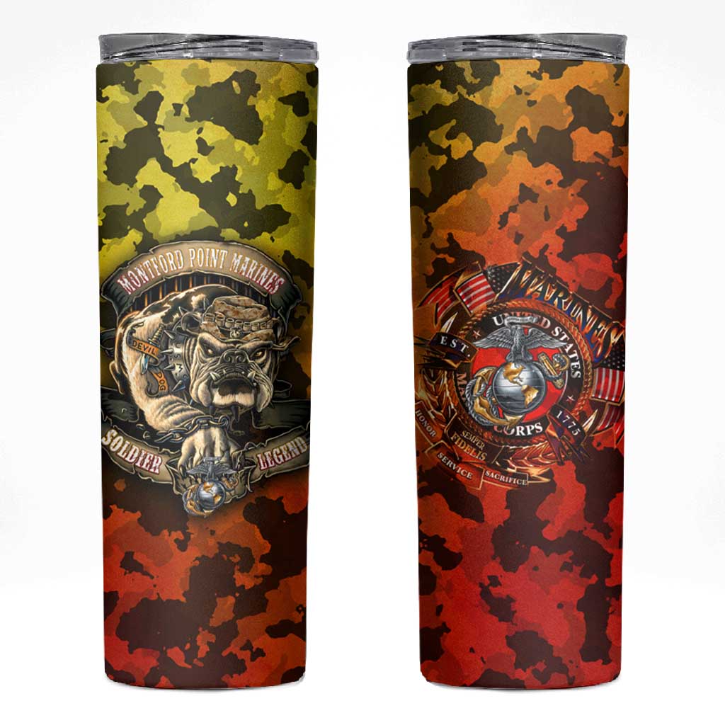 Montford Point Marines Skinny Tumbler Afro Devil Dog Soldier Legend - African Pride