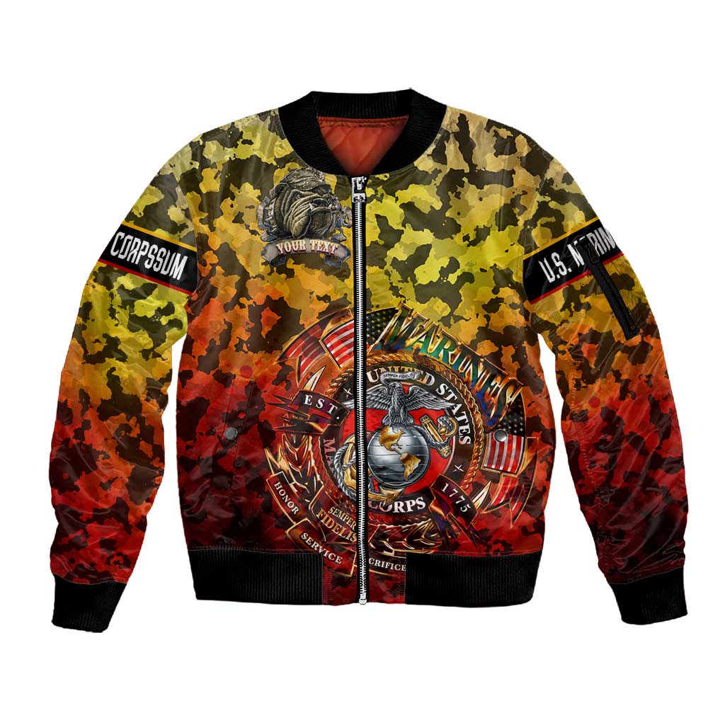 Montford Point Marines Sleeve Zip Bomber Jacket Afro Devil Dog Soldier Legend - African Pride