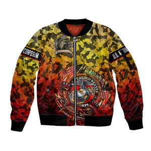 Montford Point Marines Sleeve Zip Bomber Jacket Afro Devil Dog Soldier Legend - African Pride