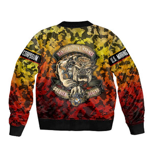 Montford Point Marines Sleeve Zip Bomber Jacket Afro Devil Dog Soldier Legend - African Pride