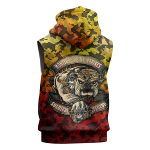 Montford Point Marines Sleeveless Zip Hoodie Afro Devil Dog Soldier Legend - African Pride