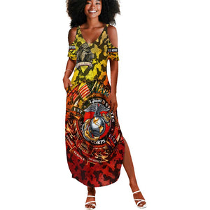 Montford Point Marines Summer Maxi Dress Afro Devil Dog Soldier Legend - African Pride