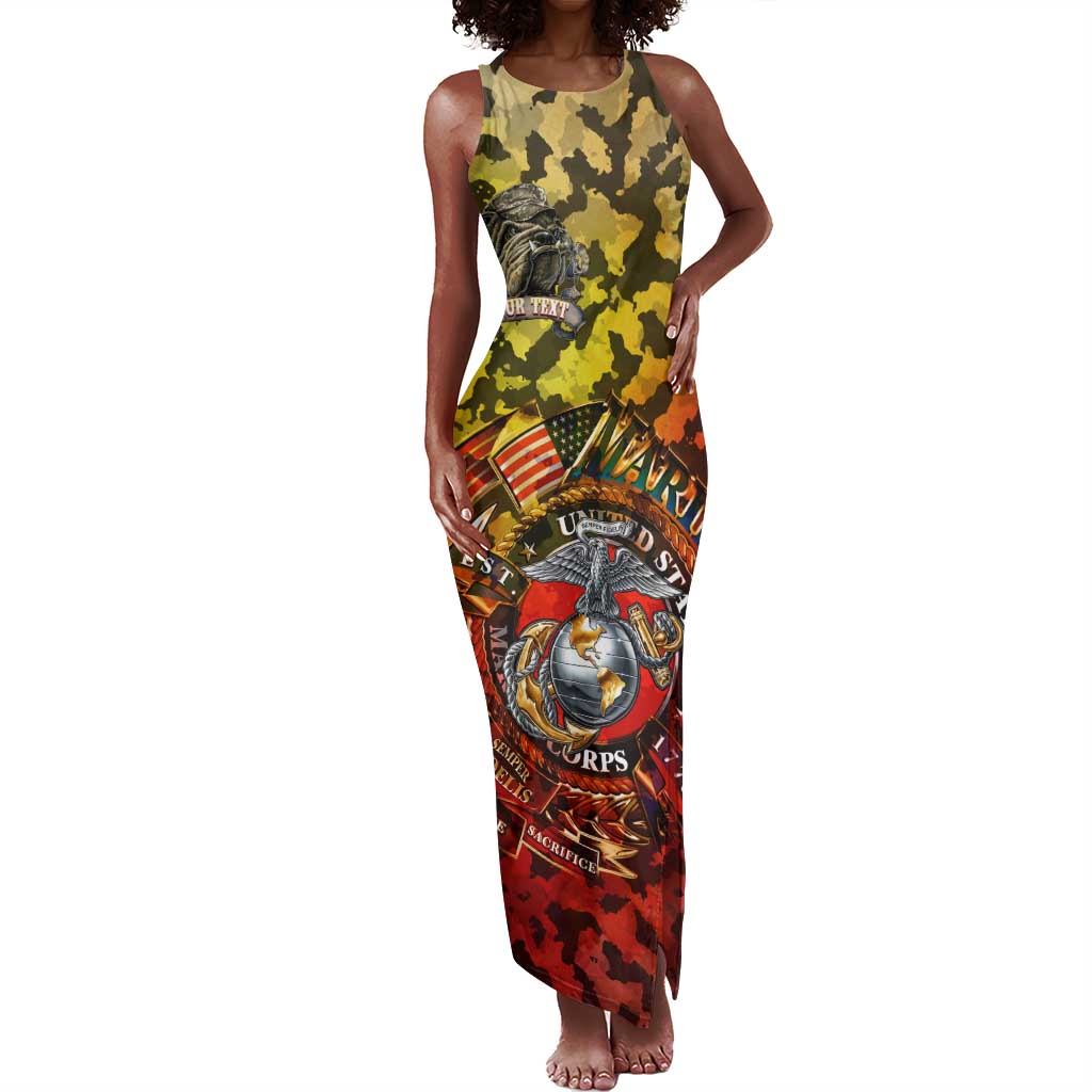Montford Point Marines Tank Maxi Dress Afro Devil Dog Soldier Legend - African Pride
