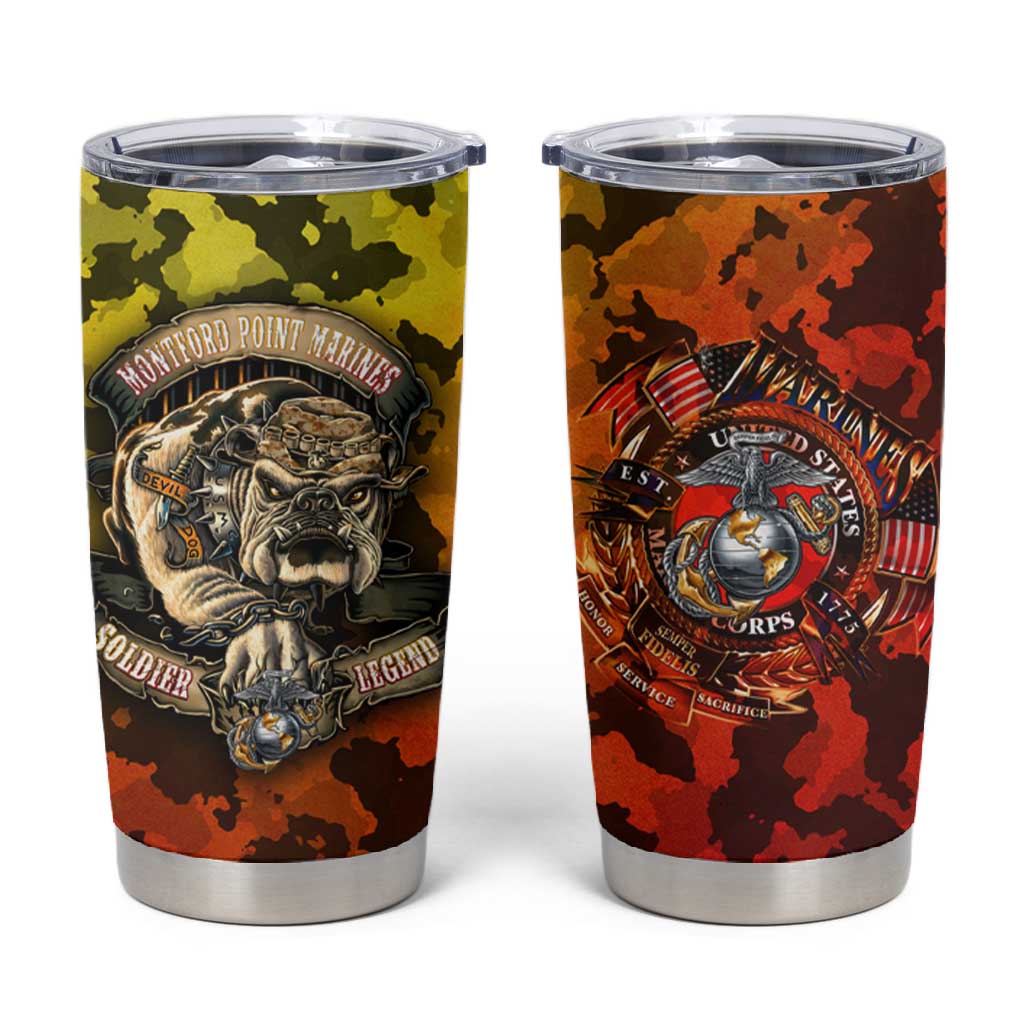 Montford Point Marines Tumbler Cup Afro Devil Dog Soldier Legend - African Pride
