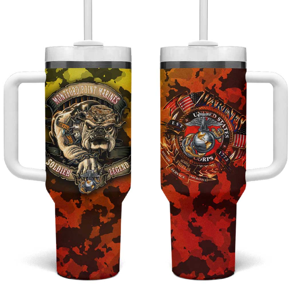 Montford Point Marines Tumbler With Handle Afro Devil Dog Soldier Legend - African Pride