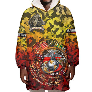 Montford Point Marines Wearable Blanket Hoodie Afro Devil Dog Soldier Legend - African Pride
