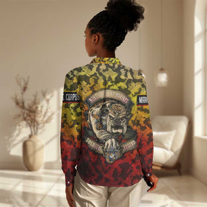 Montford Point Marines Women Casual Shirt Afro Devil Dog Soldier Legend - African Pride