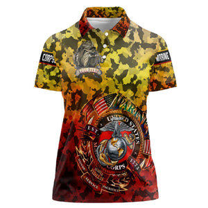 Montford Point Marines Women Polo Shirt Afro Devil Dog Soldier Legend - African Pride