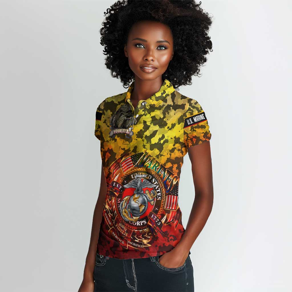 Montford Point Marines Women Polo Shirt Afro Devil Dog Soldier Legend - African Pride