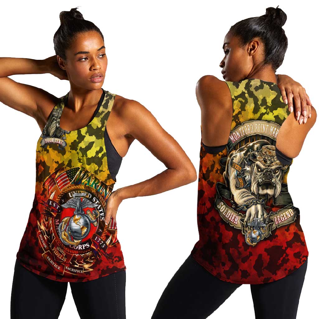 Montford Point Marines Women Racerback Tank Afro Devil Dog Soldier Legend - African Pride