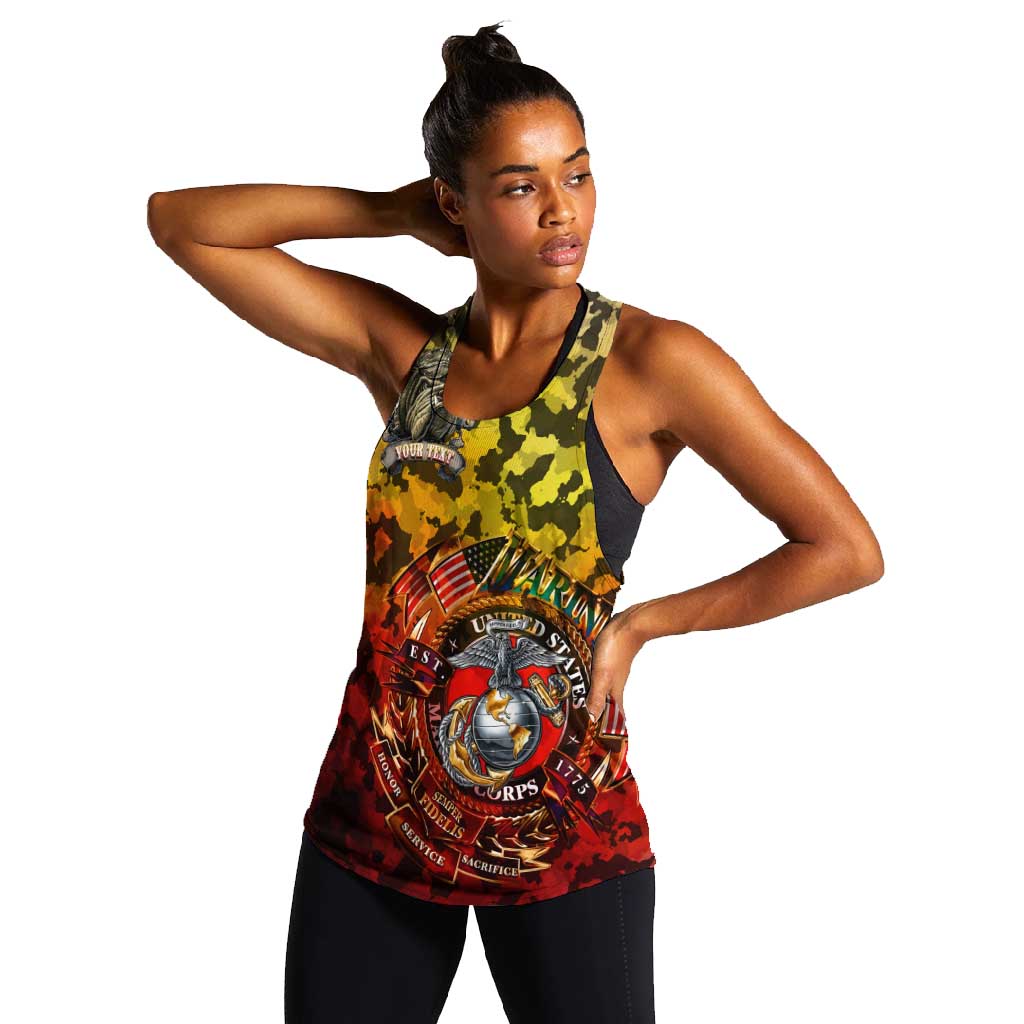 Montford Point Marines Women Racerback Tank Afro Devil Dog Soldier Legend - African Pride
