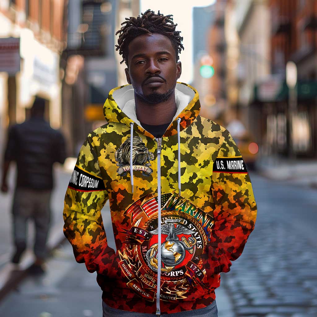 Montford Point Marines Zip Hoodie Afro Devil Dog Soldier Legend - African Pride