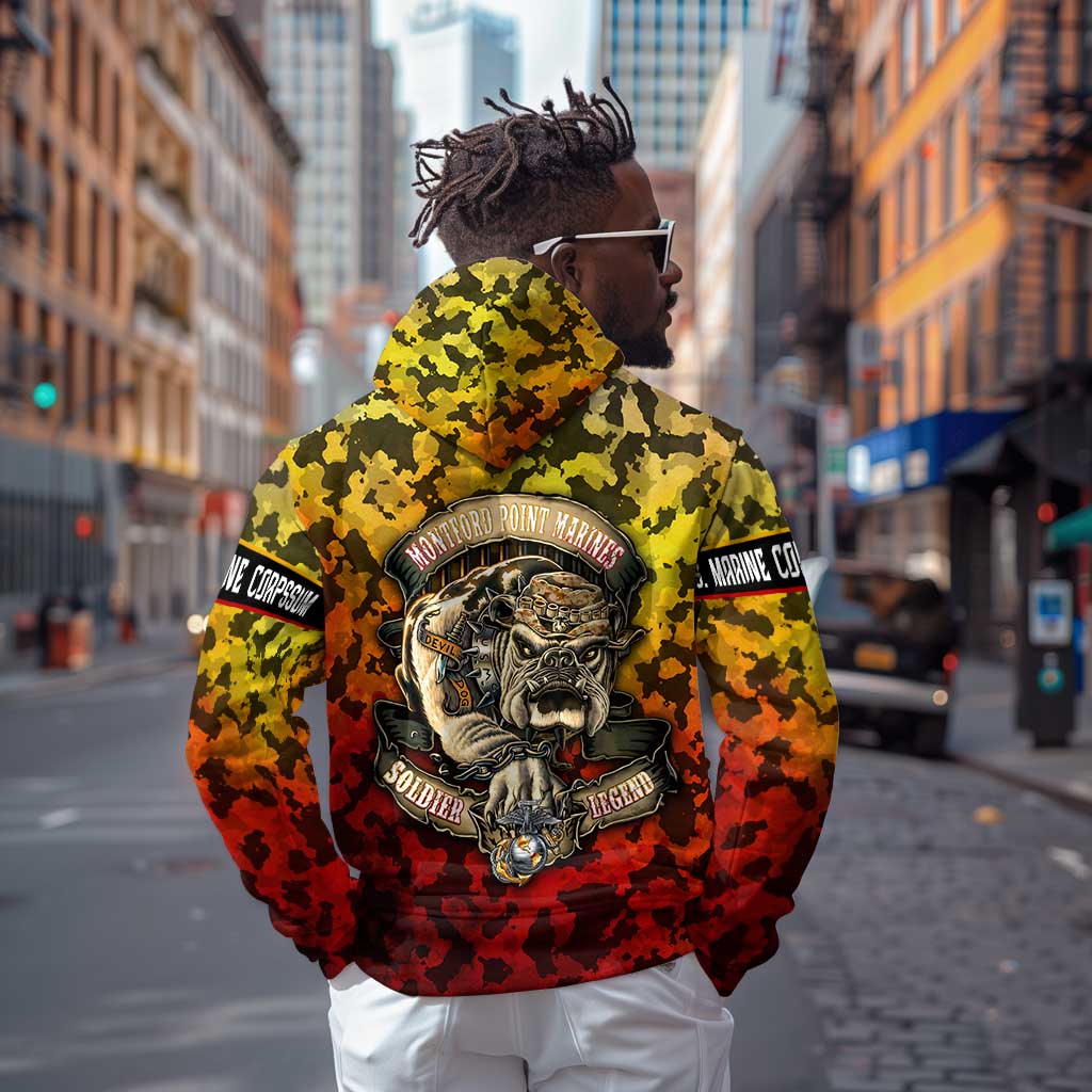 Montford Point Marines Zip Hoodie Afro Devil Dog Soldier Legend - African Pride