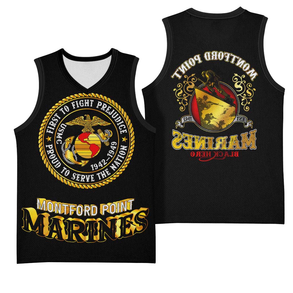 Montford Point Marines Basketball Jersey Afro First to Fight Prejudice - African Pride