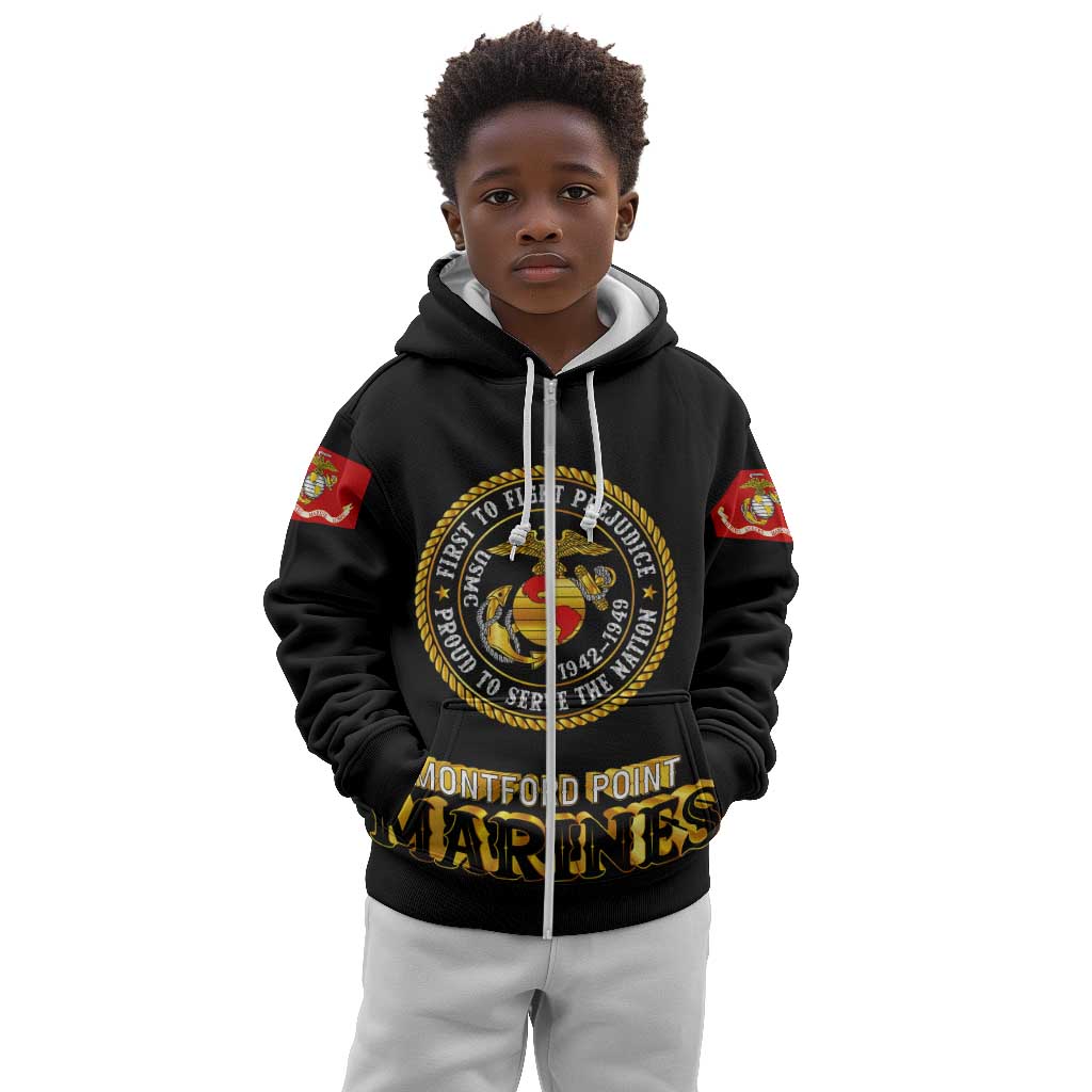 Montford Point Marines Kid Hoodie Afro First to Fight Prejudice - African Pride