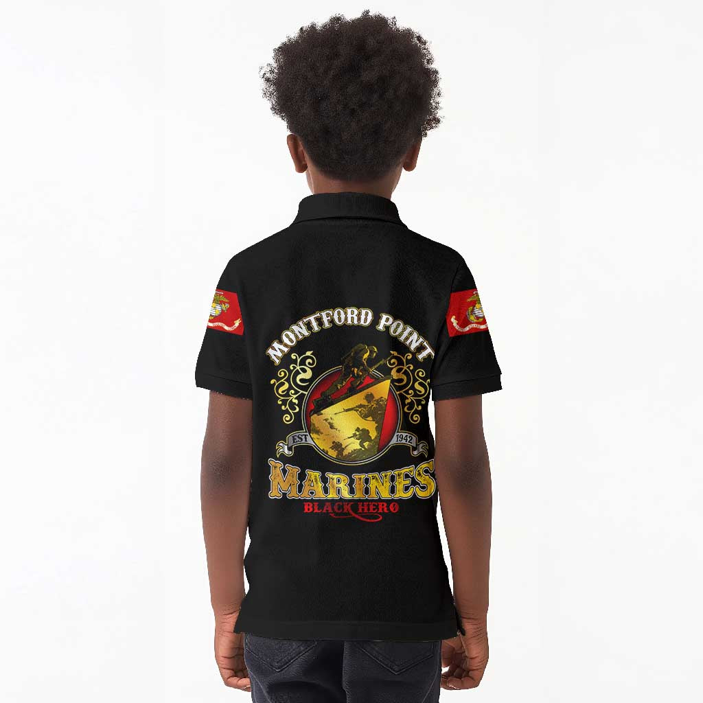 Montford Point Marines Kid Polo Shirt Afro First to Fight Prejudice - African Pride