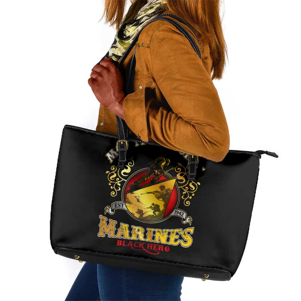 Montford Point Marines Leather Tote Bag Afro First to Fight Prejudice - African Pride