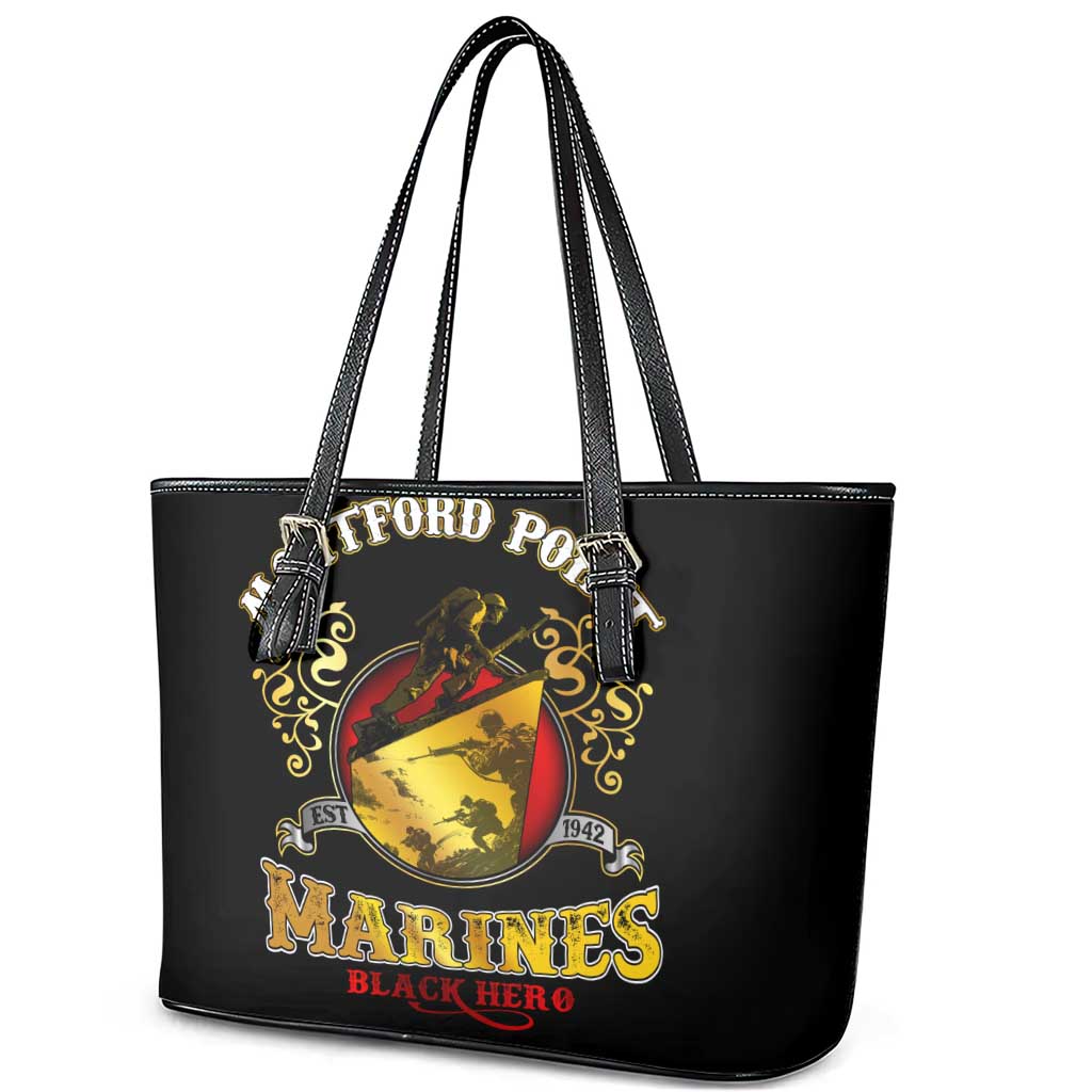 Montford Point Marines Leather Tote Bag Afro First to Fight Prejudice - African Pride