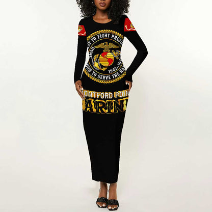 Montford Point Marines Long Sleeve Bodycon Dress Afro First to Fight Prejudice - African Pride